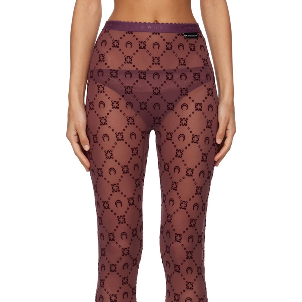 Marine Serre Burgundy Moonogram Mesh Flock Tights NWT